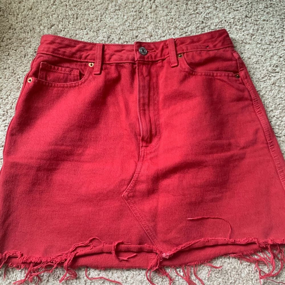 Abercrombie Red Denim Skirt